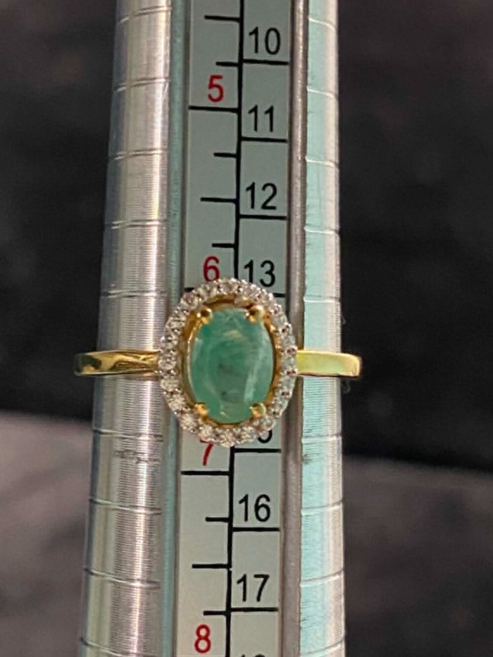 .925 Genuine Emerald Halo Cubic Zirconia ring Sterling Silver Gold Plated Gift